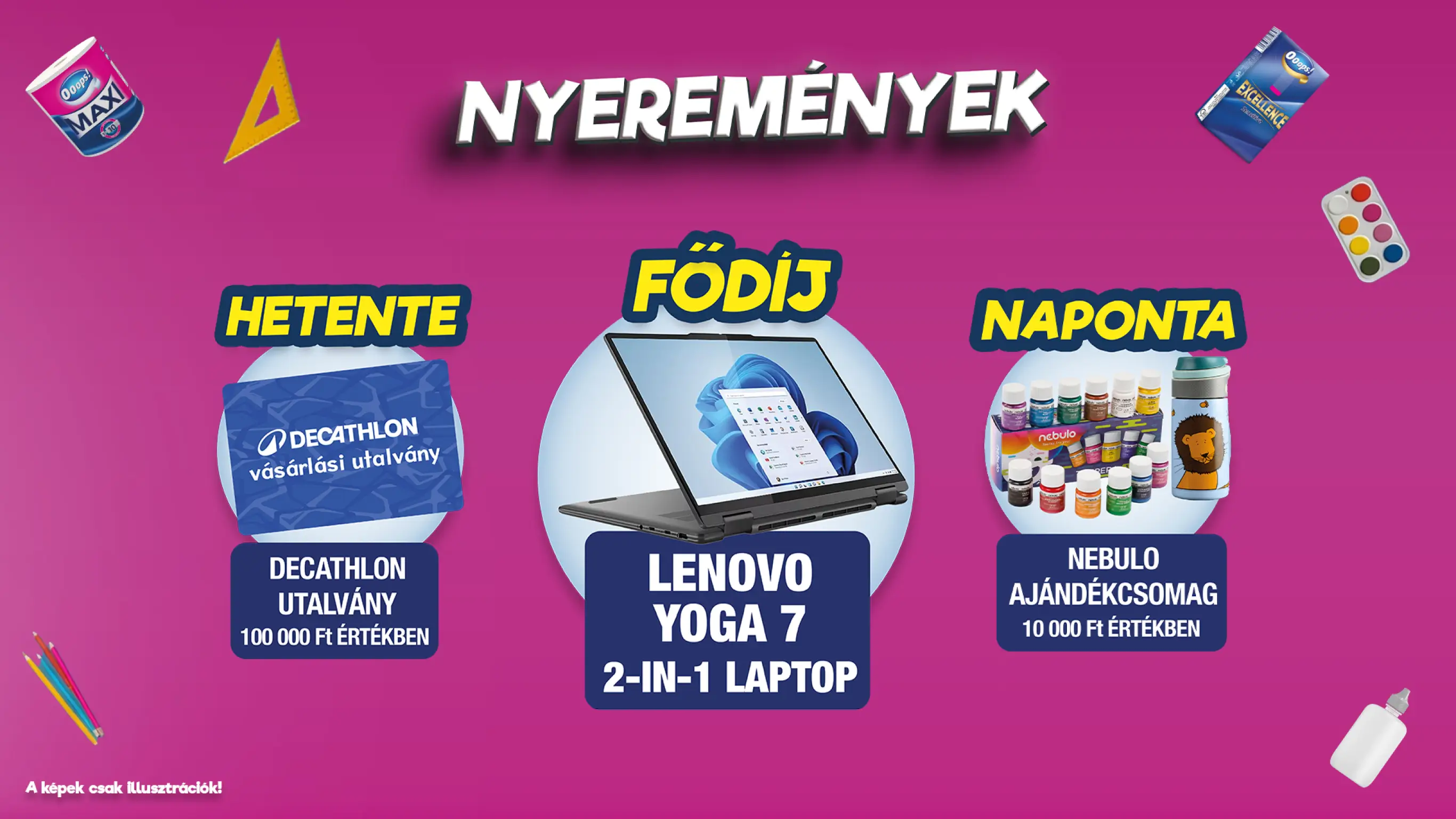 A promócióban megnyerhető nyeremények plakátképe.